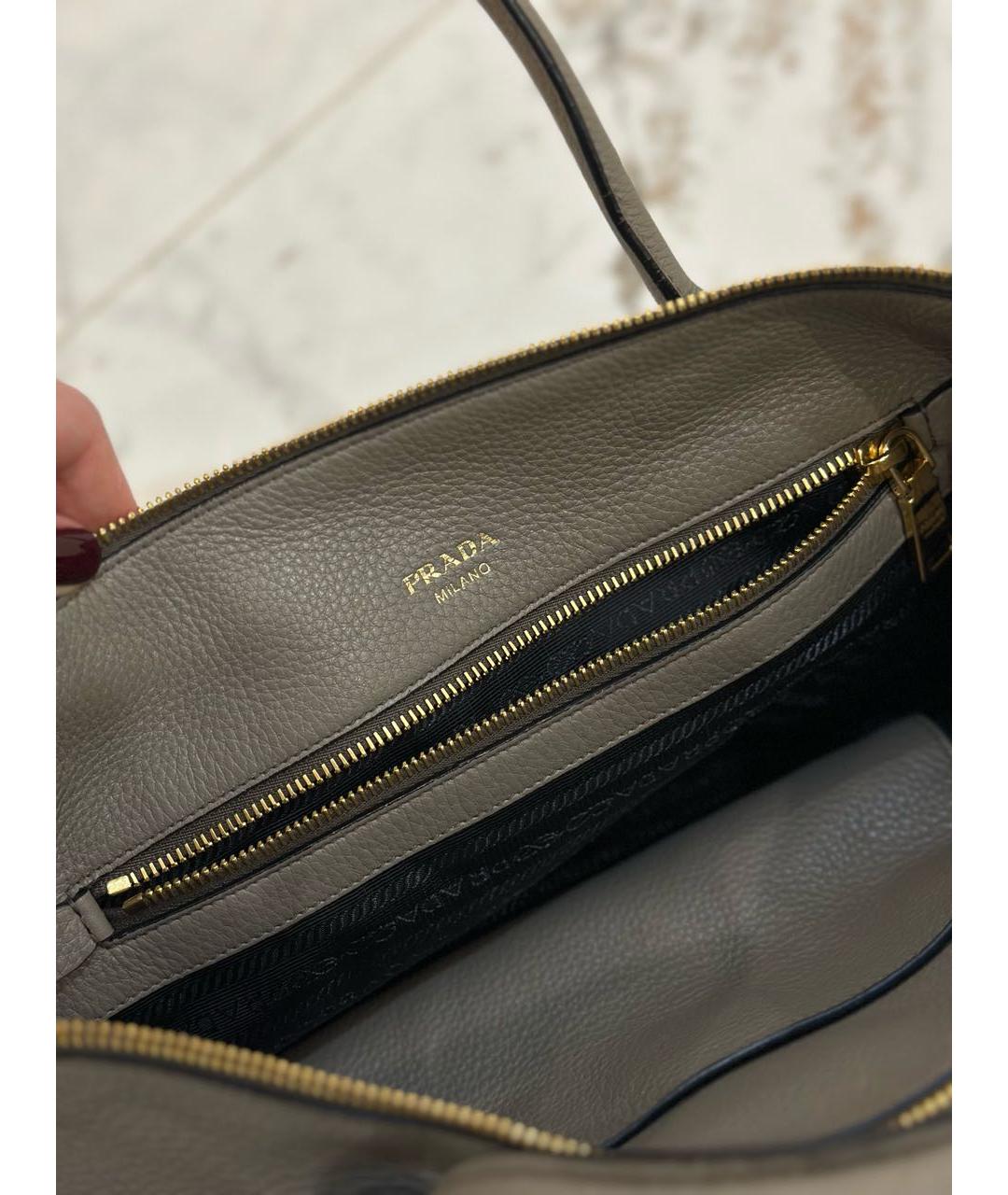 PRADA Антрацитовая кожаная сумка через плечо, фото 6