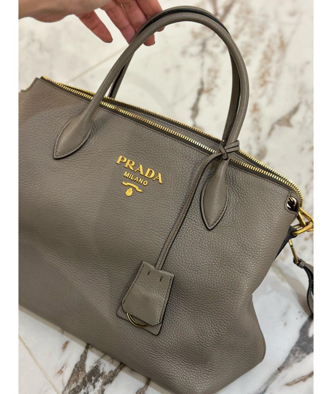 PRADA Антрацитовая кожаная сумка через плечо, фото 4