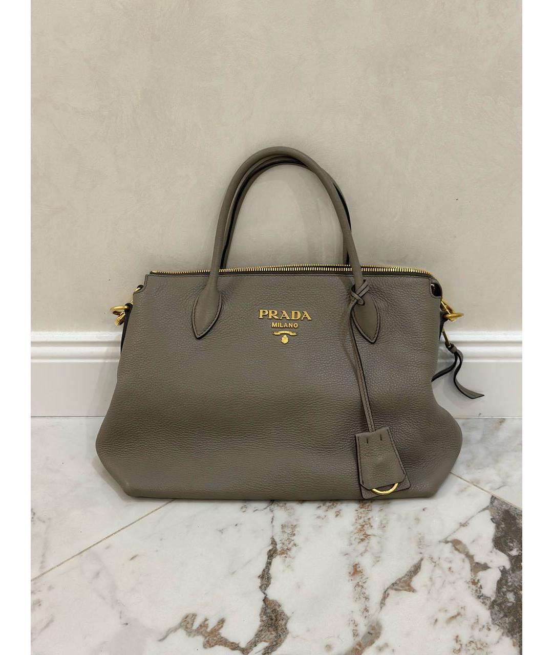 PRADA Антрацитовая кожаная сумка через плечо, фото 9