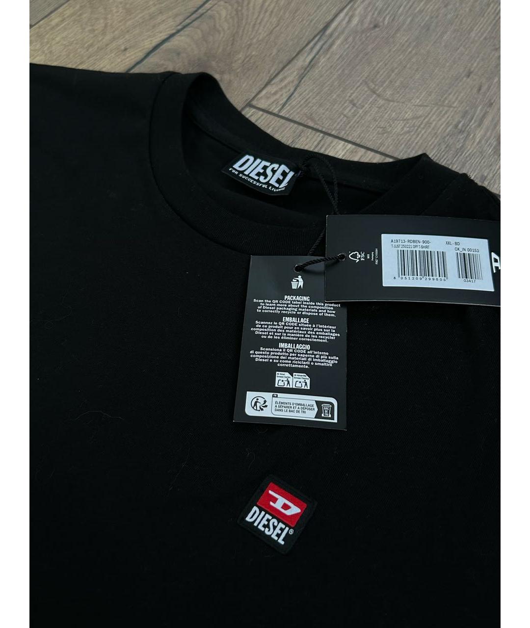 DIESEL Черная хлопковая футболка, фото 2