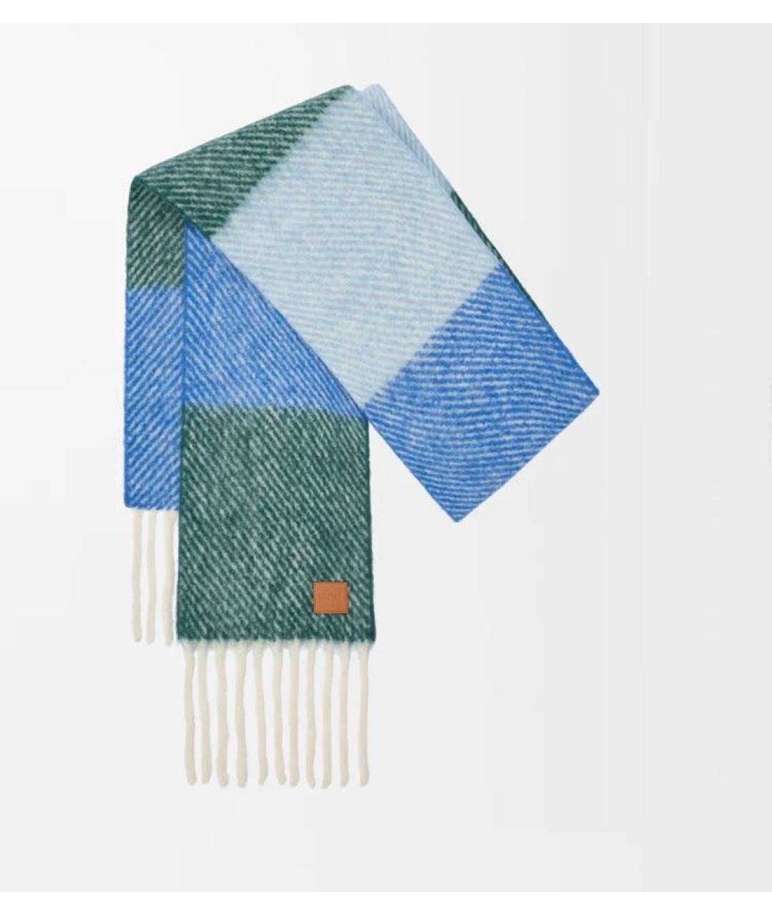LOEWE Синий шерстяной шарф, фото 4