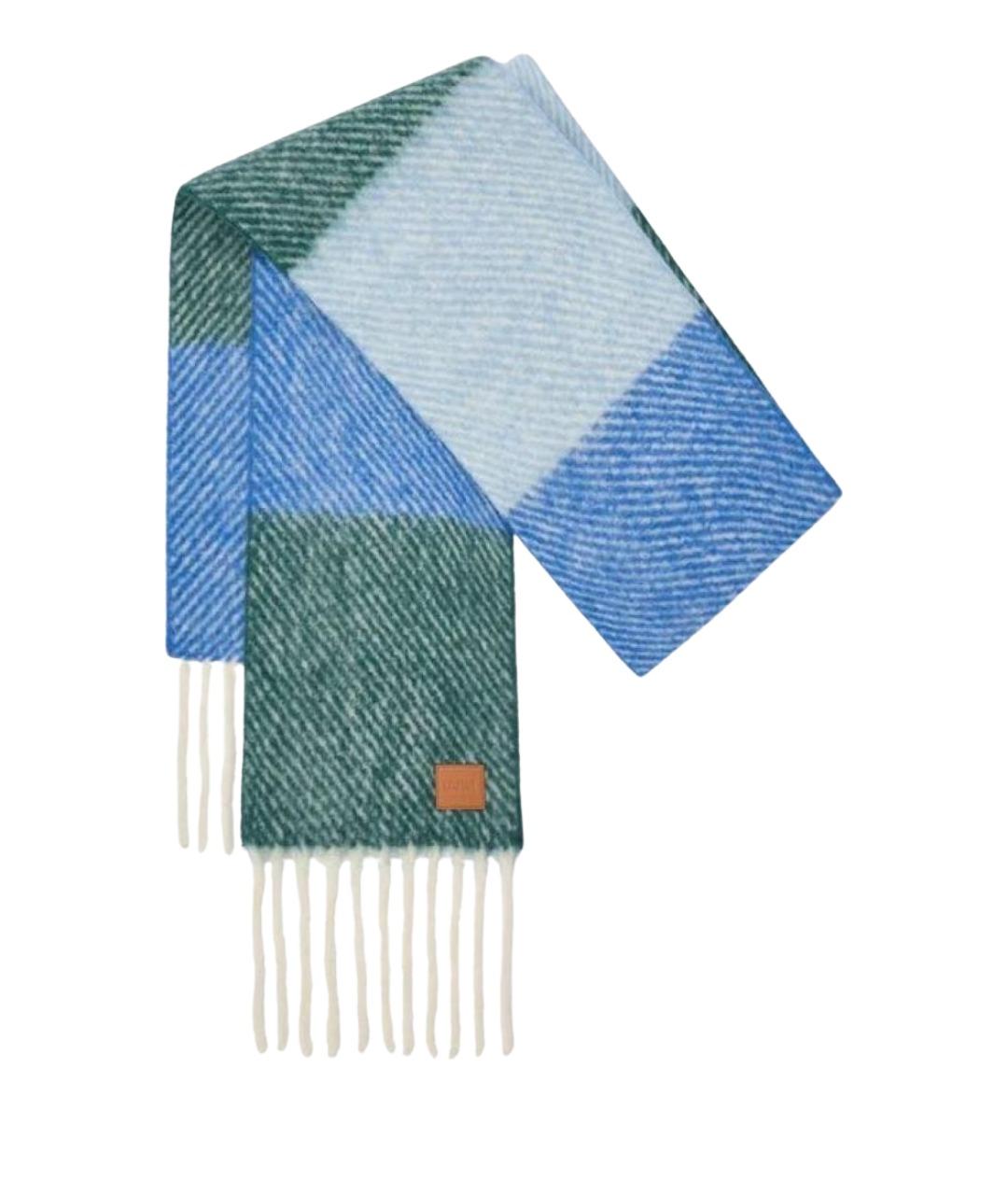 LOEWE Синий шерстяной шарф, фото 1