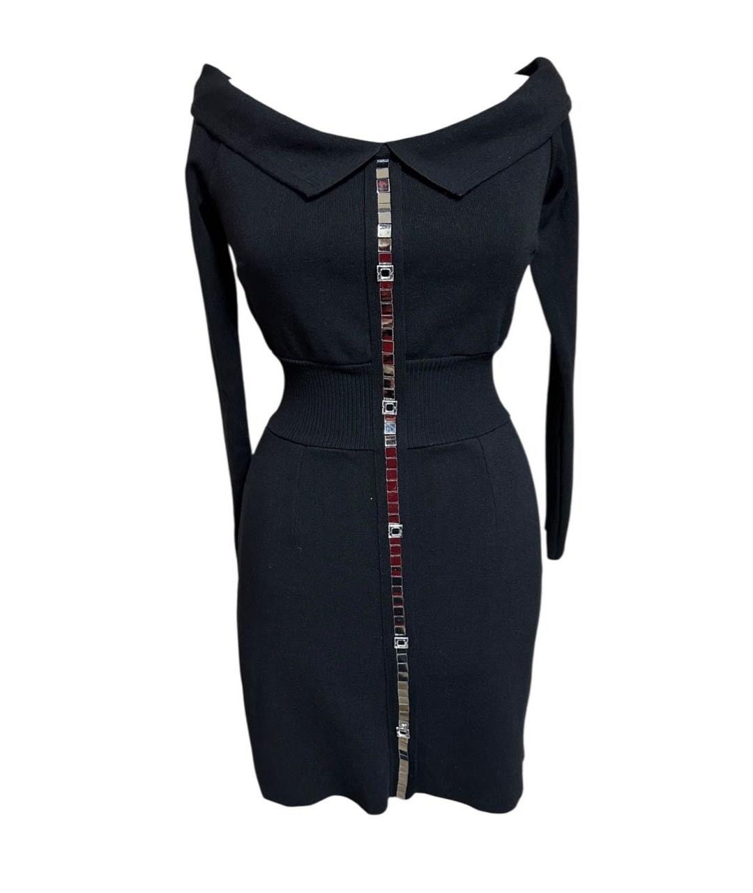 PINKO Черное хлопковое коктейльное платье, фото 8