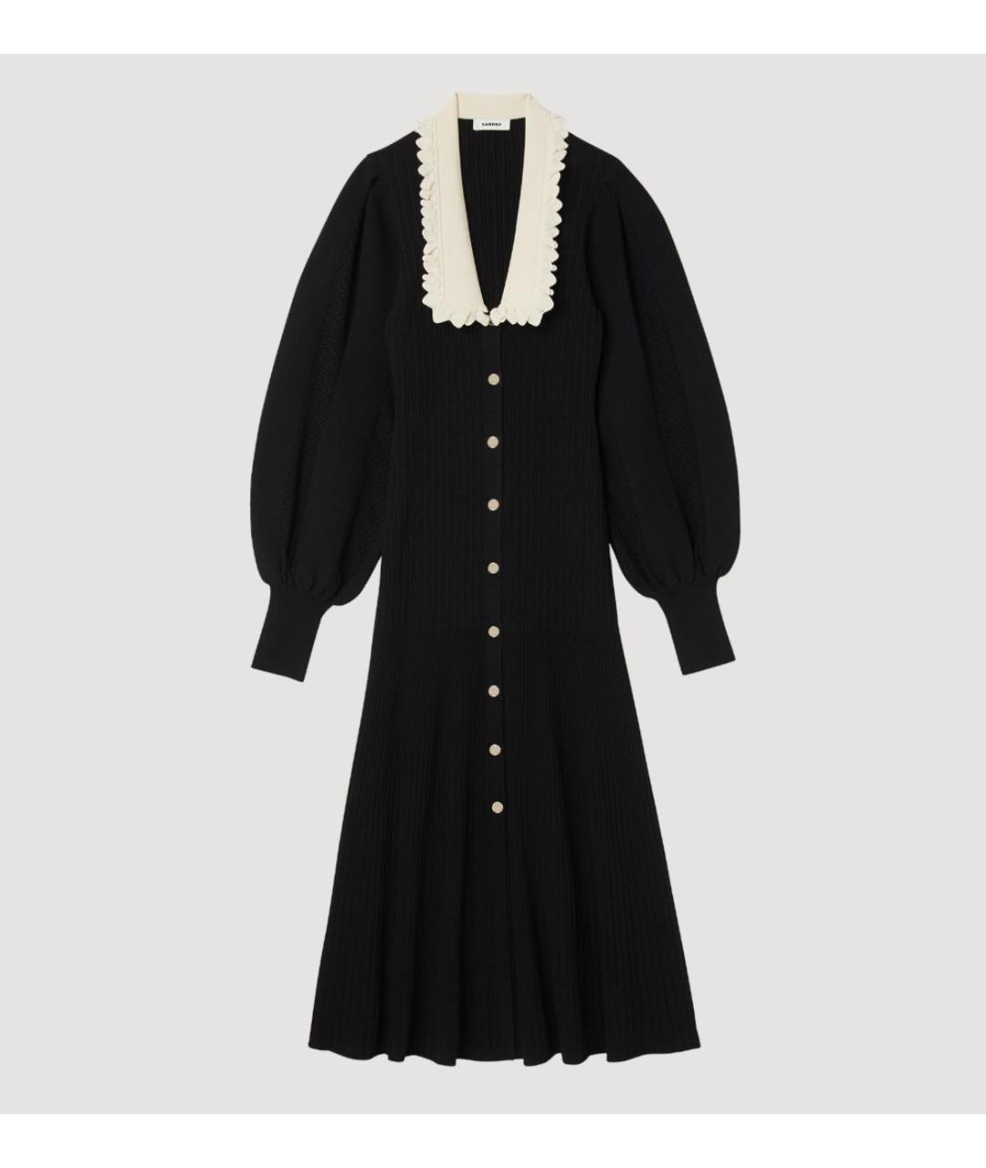 SANDRO Черное вискозное повседневное платье, фото 5