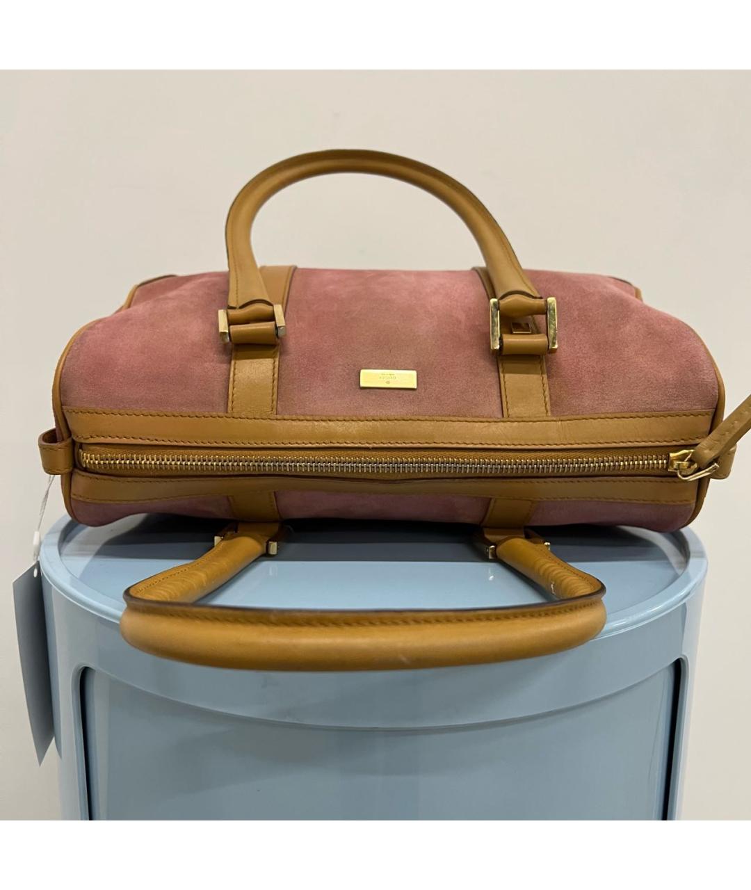 GUCCI Розовая замшевая сумка с короткими ручками, фото 6