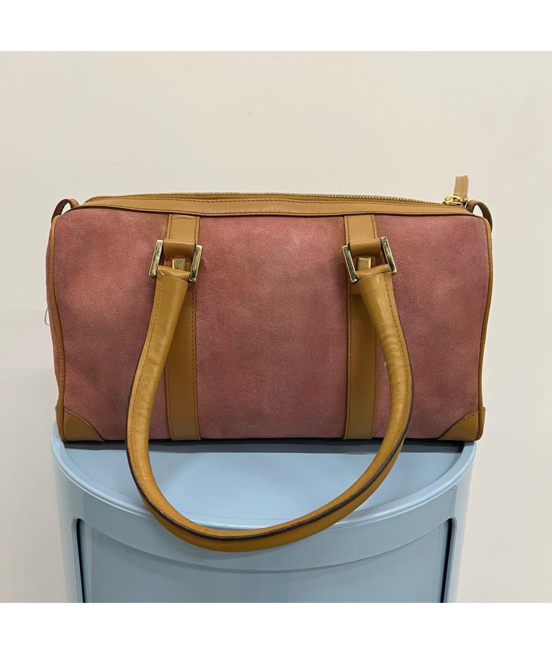 GUCCI Розовая замшевая сумка с короткими ручками, фото 4