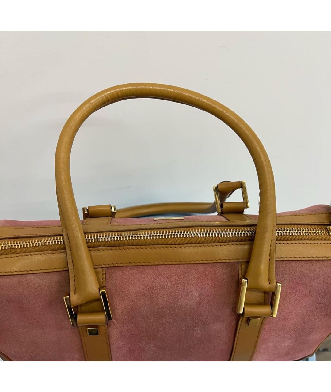 GUCCI Розовая замшевая сумка с короткими ручками, фото 7