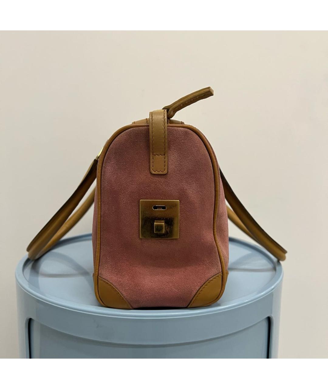 GUCCI Розовая замшевая сумка с короткими ручками, фото 2