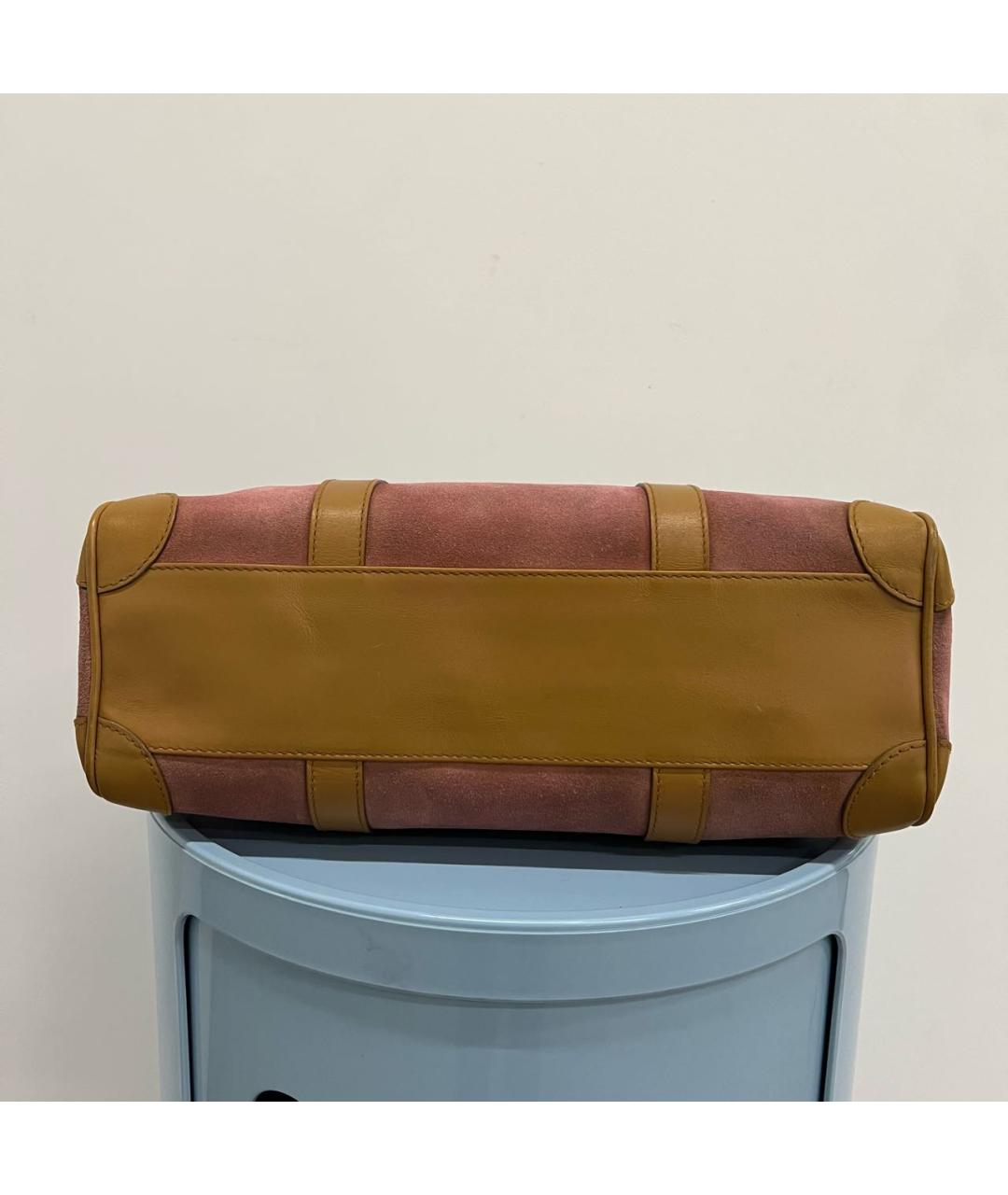 GUCCI Розовая замшевая сумка с короткими ручками, фото 5