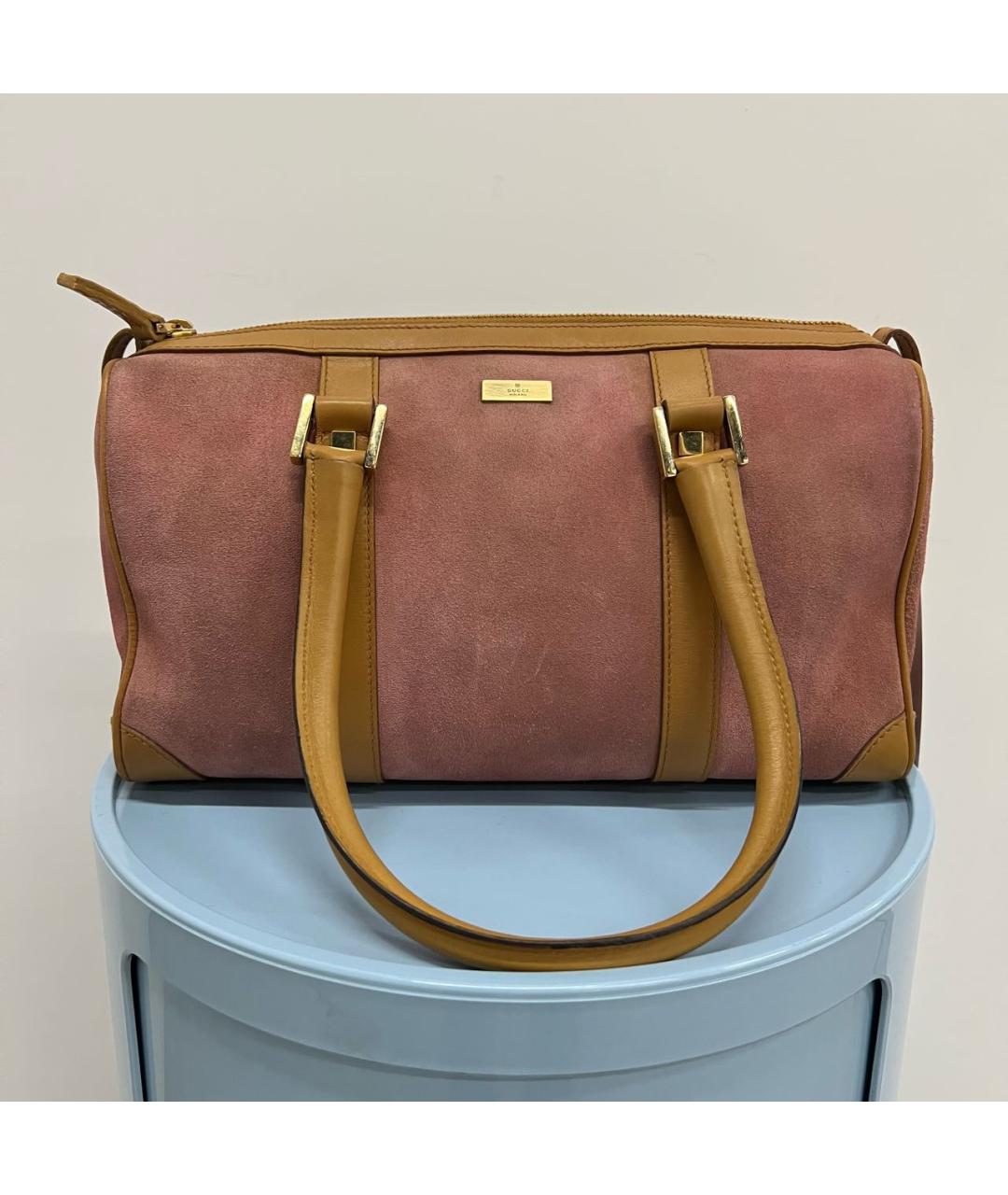 GUCCI Розовая замшевая сумка с короткими ручками, фото 9