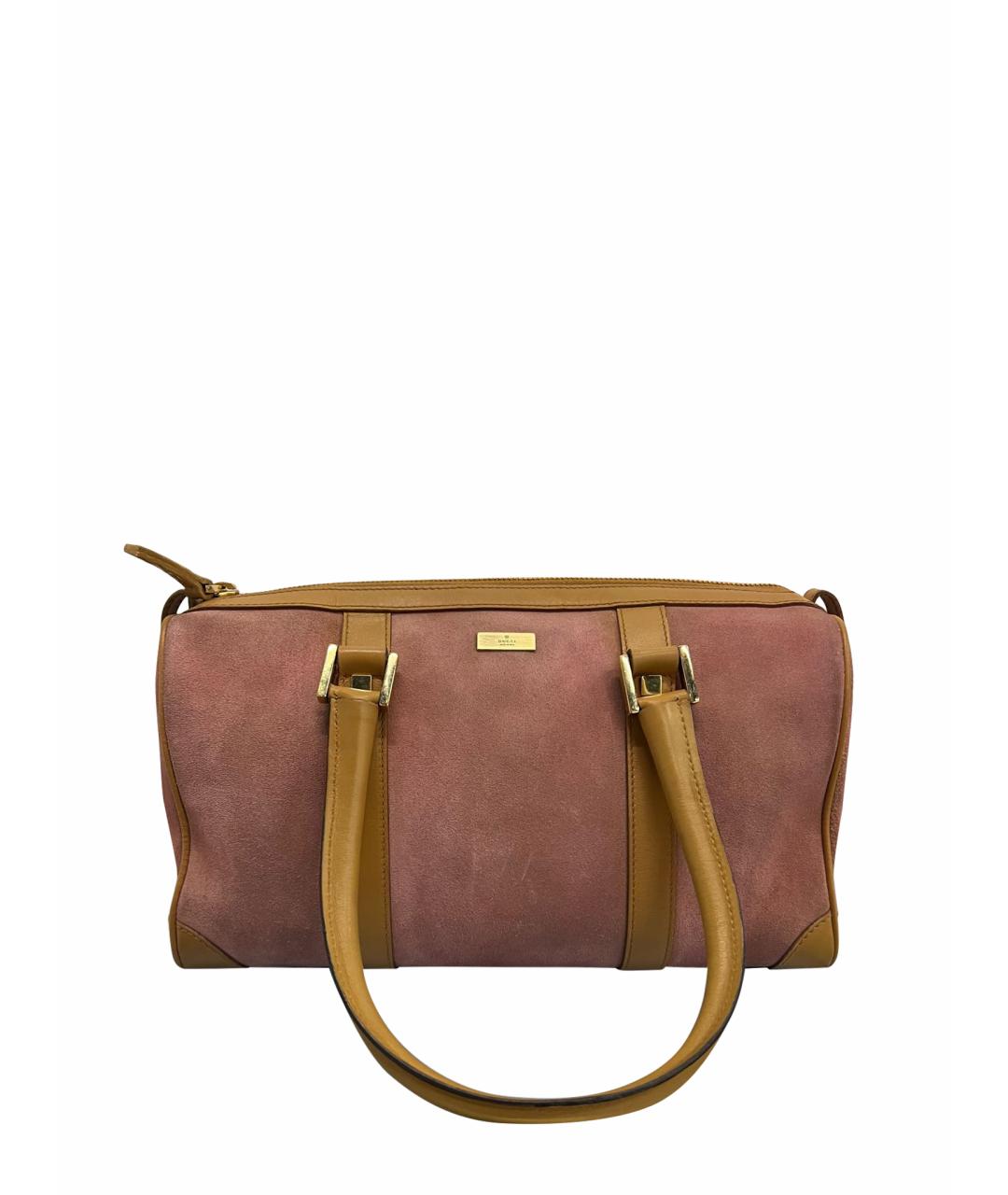 GUCCI Розовая замшевая сумка с короткими ручками, фото 1