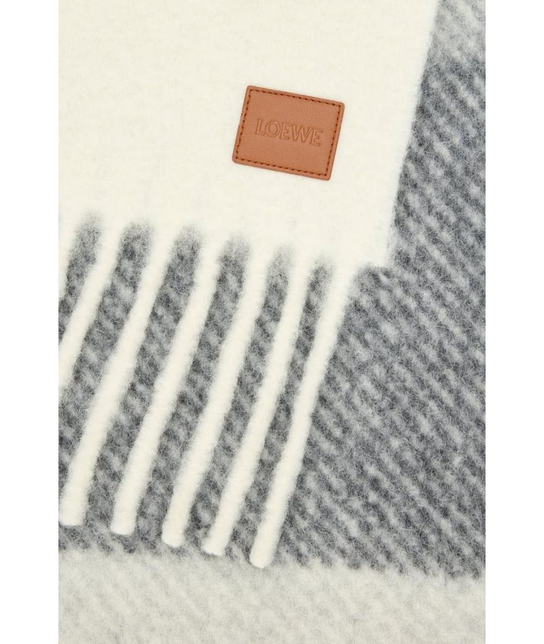 LOEWE Серый шерстяной шарф, фото 3