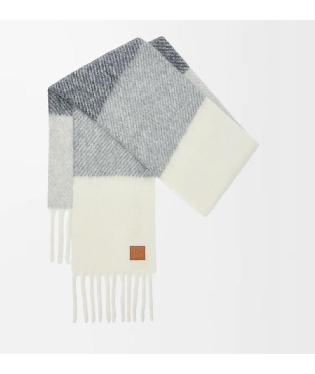 LOEWE Серый шерстяной шарф, фото 4