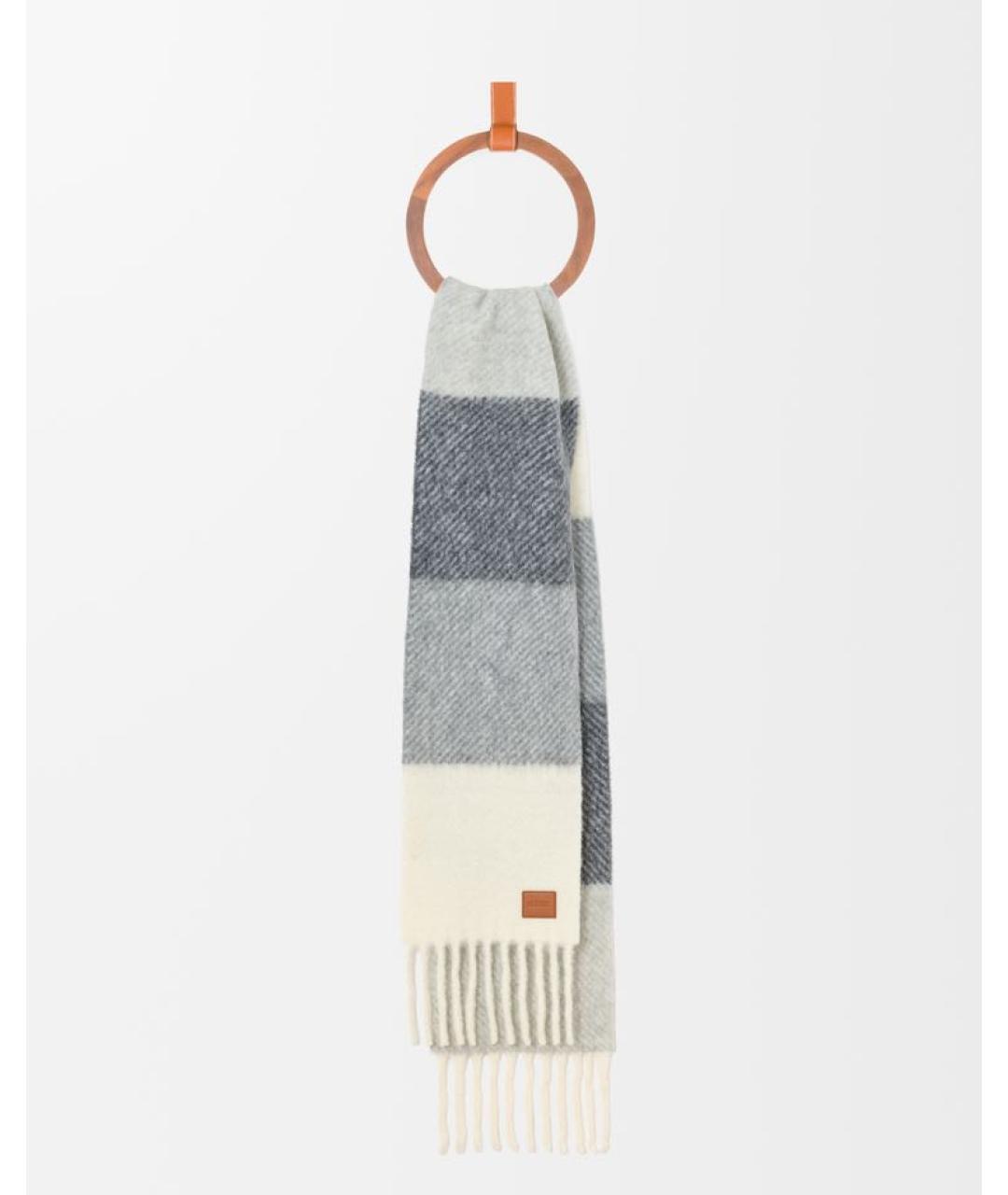 LOEWE Серый шерстяной шарф, фото 2