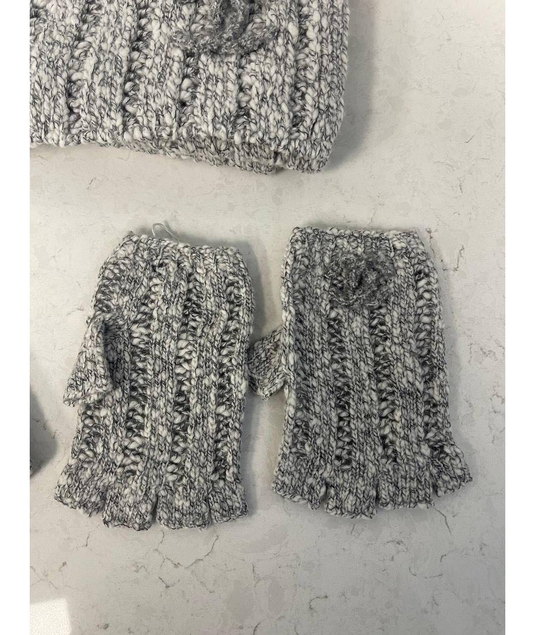CHANEL Серые шерстяные митенки, фото 3