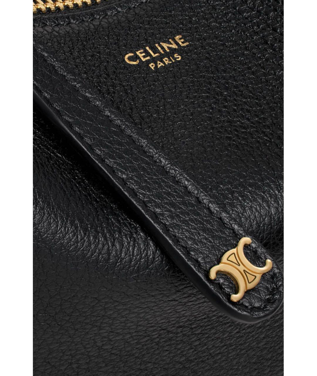 CELINE Черная кожаная сумка с короткими ручками, фото 5
