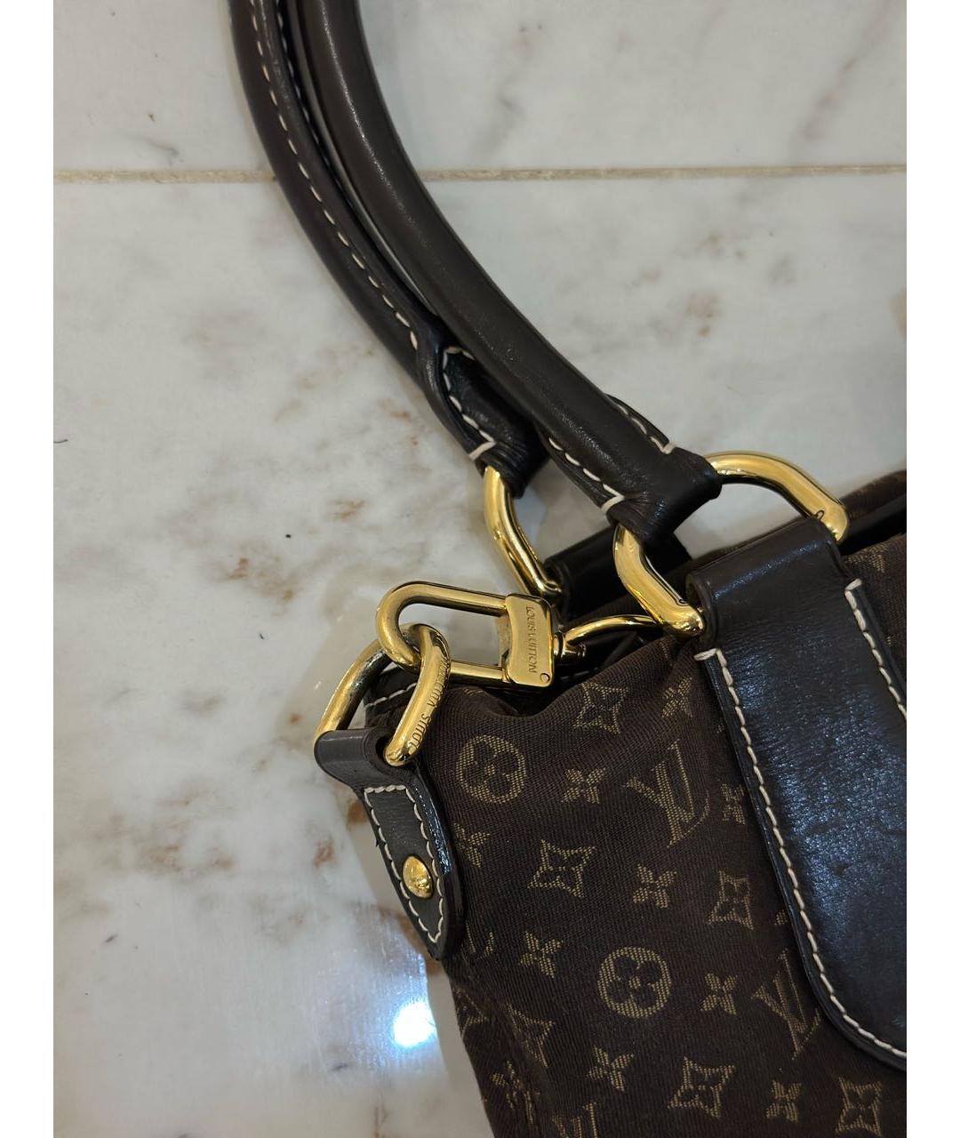 LOUIS VUITTON Коричневая деним сумка с короткими ручками, фото 6