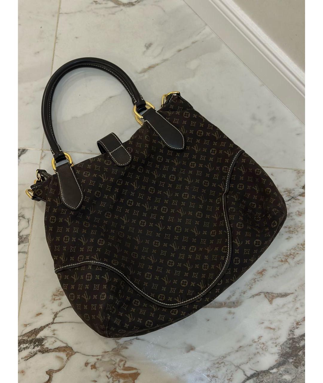 LOUIS VUITTON Коричневая деним сумка с короткими ручками, фото 7