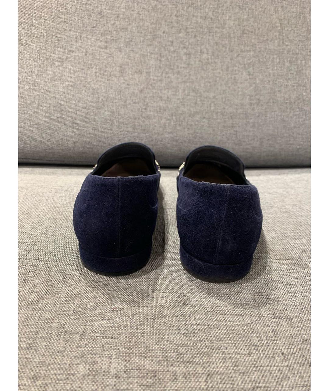 CHRISTIAN DIOR Темно-синие замшевые лоферы, фото 4