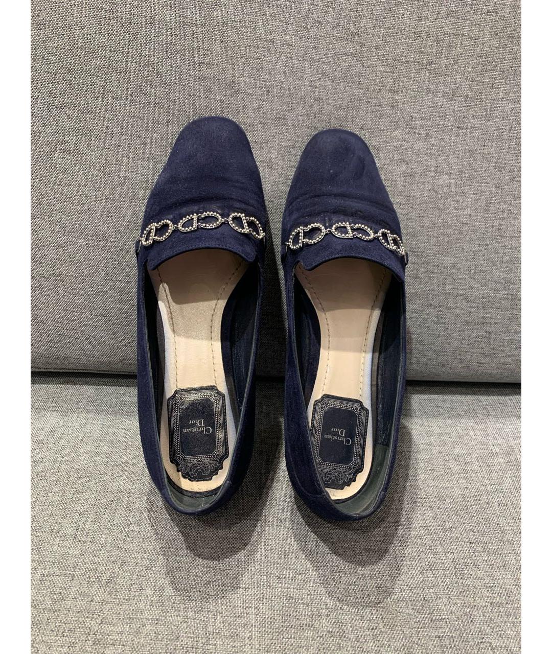 CHRISTIAN DIOR Темно-синие замшевые лоферы, фото 3