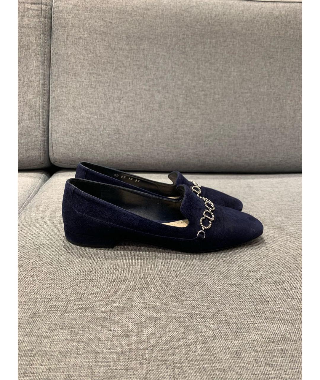 CHRISTIAN DIOR Темно-синие замшевые лоферы, фото 8