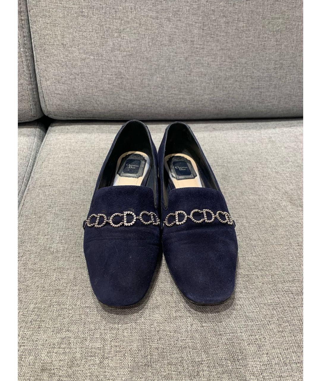 CHRISTIAN DIOR Темно-синие замшевые лоферы, фото 2