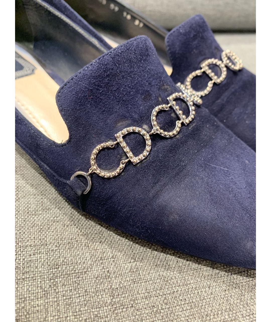 CHRISTIAN DIOR Темно-синие замшевые лоферы, фото 5
