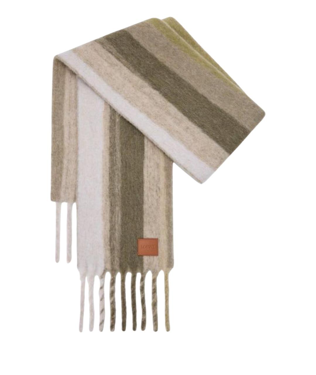 LOEWE Хаки шерстяной шарф, фото 1