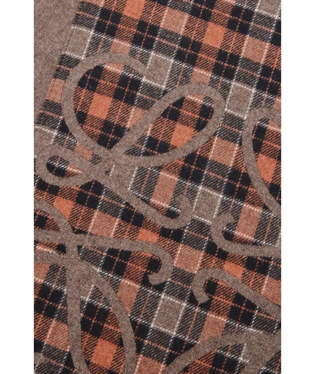 LOEWE Коричневый кашемировый шарф, фото 5