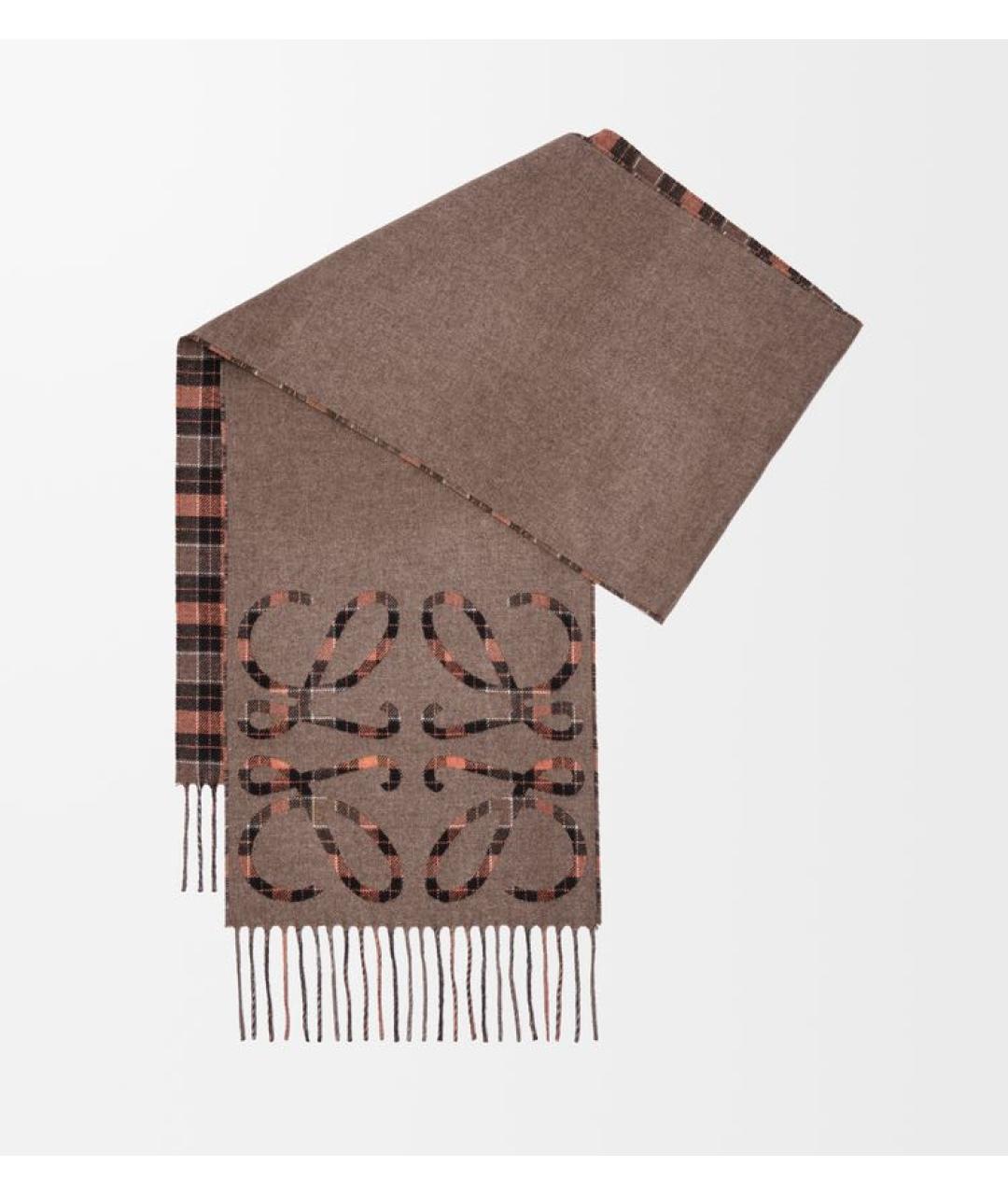 LOEWE Коричневый кашемировый шарф, фото 2