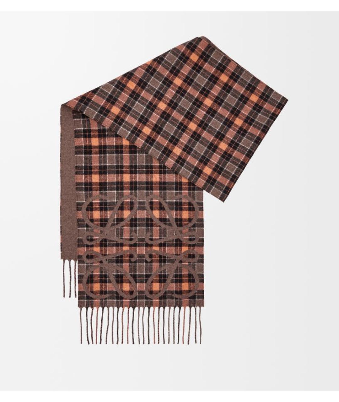 LOEWE Коричневый кашемировый шарф, фото 6