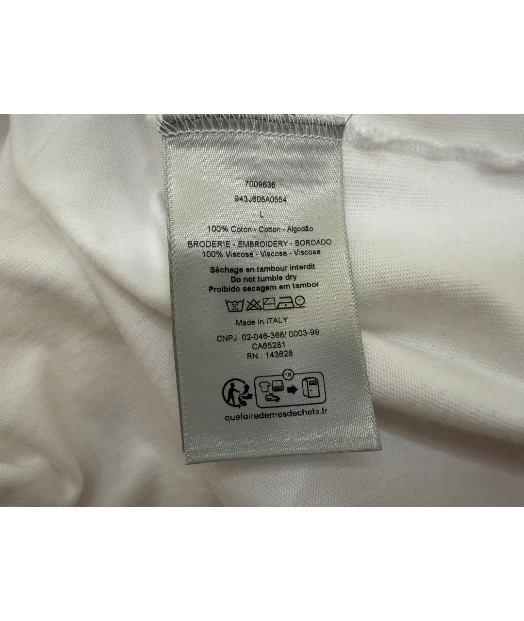 CHRISTIAN DIOR Белая хлопковая футболка, фото 7