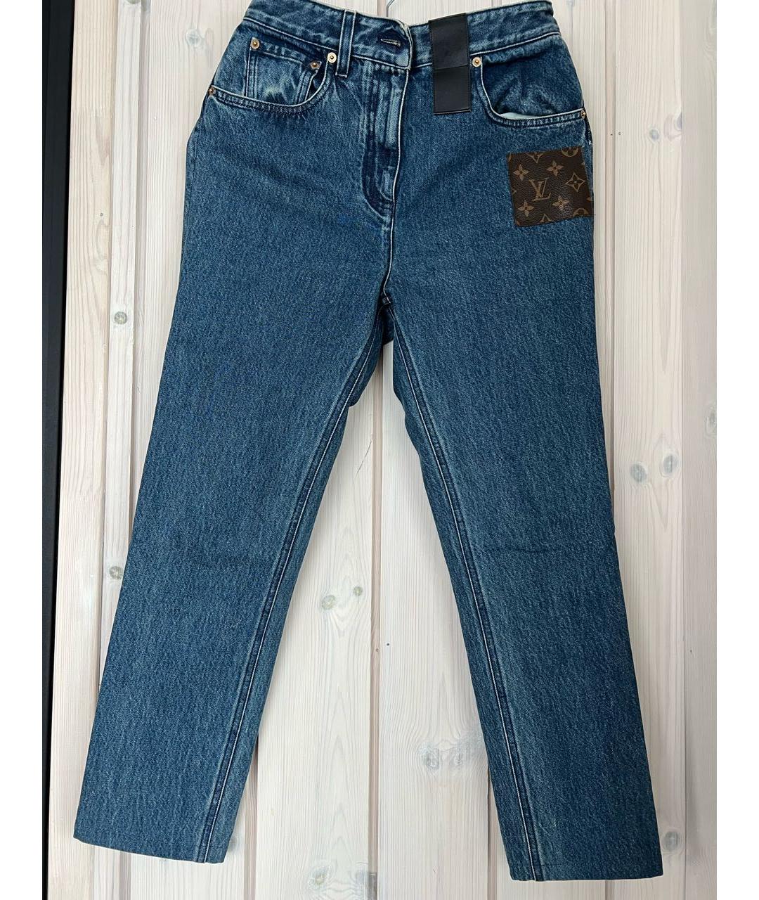 LOUIS VUITTON Голубые хлопковые джинсы слим, фото 7