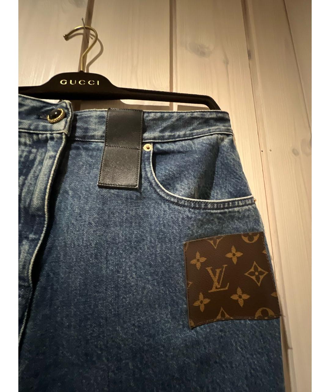 LOUIS VUITTON Голубые хлопковые джинсы слим, фото 4