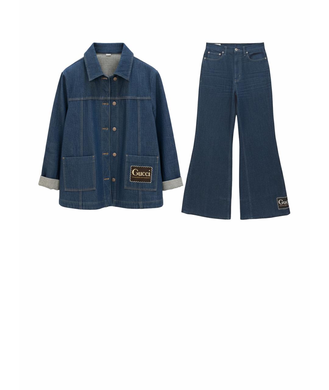 GUCCI Темно-синий деним костюм с брюками, фото 1
