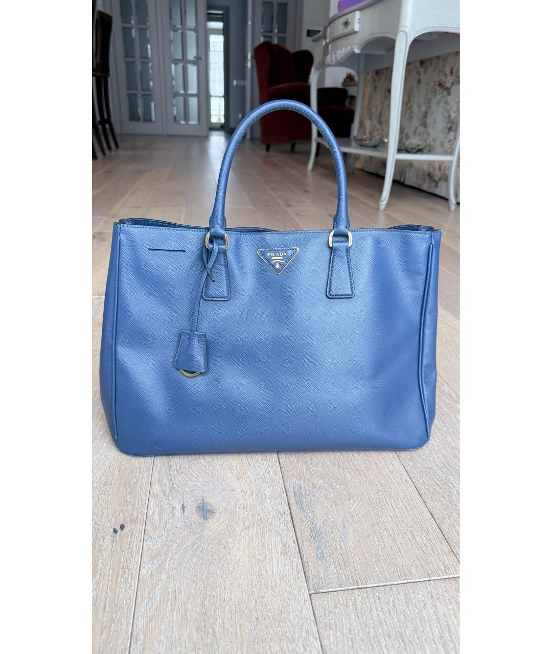 PRADA Синяя кожаная сумка с короткими ручками, фото 8