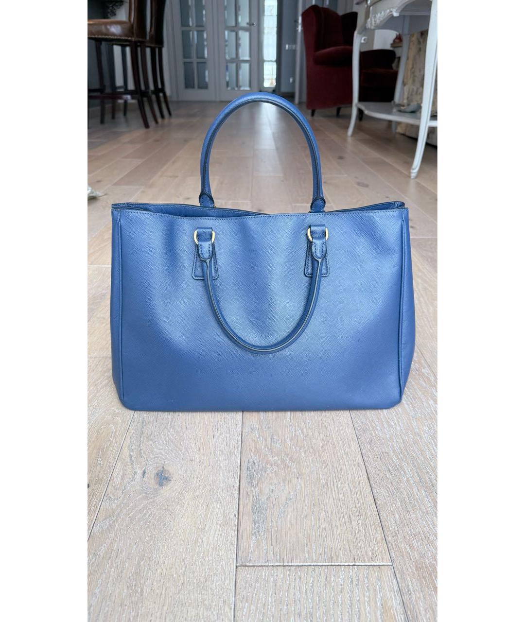 PRADA Синяя кожаная сумка с короткими ручками, фото 2