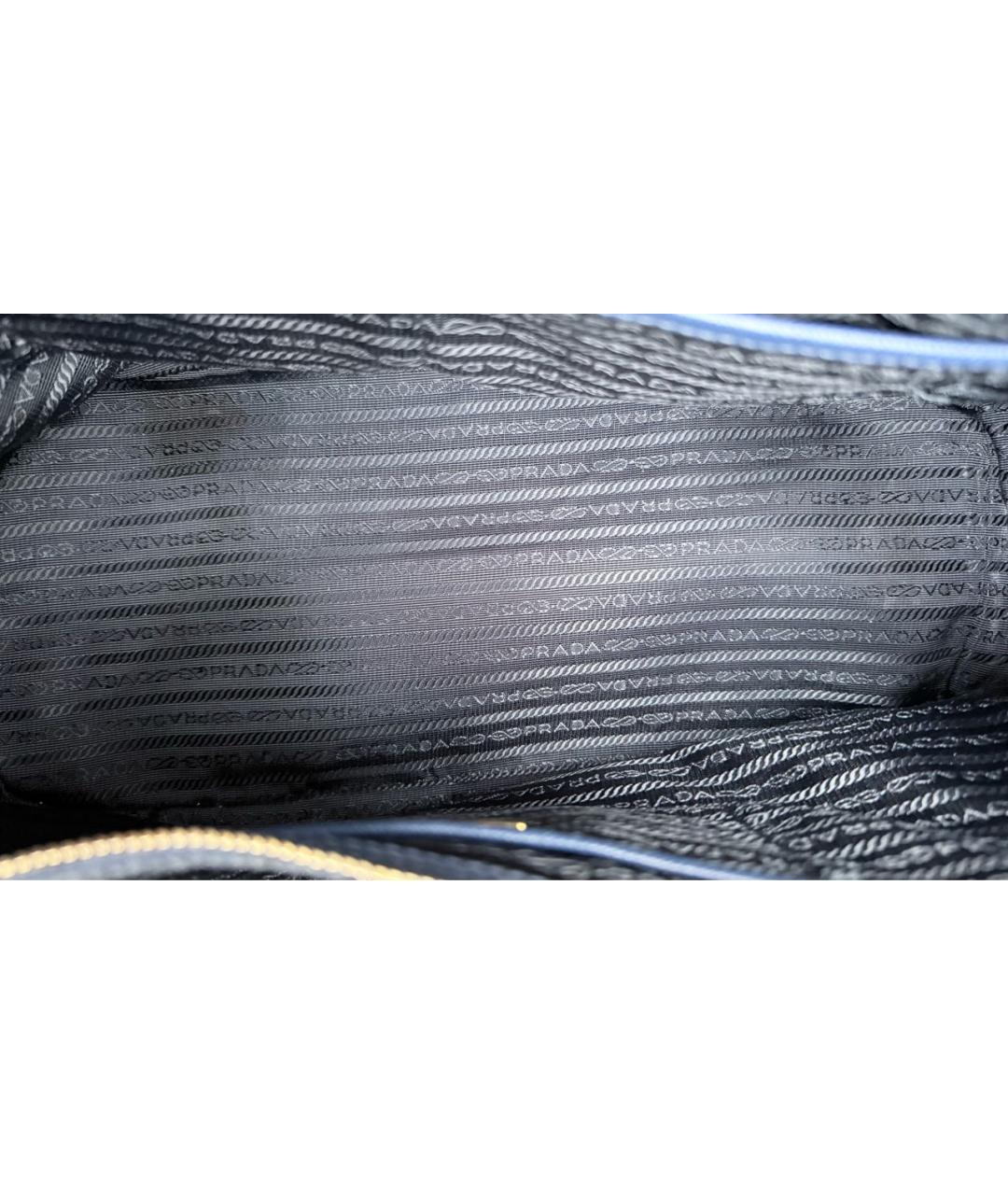 PRADA Синяя кожаная сумка с короткими ручками, фото 7