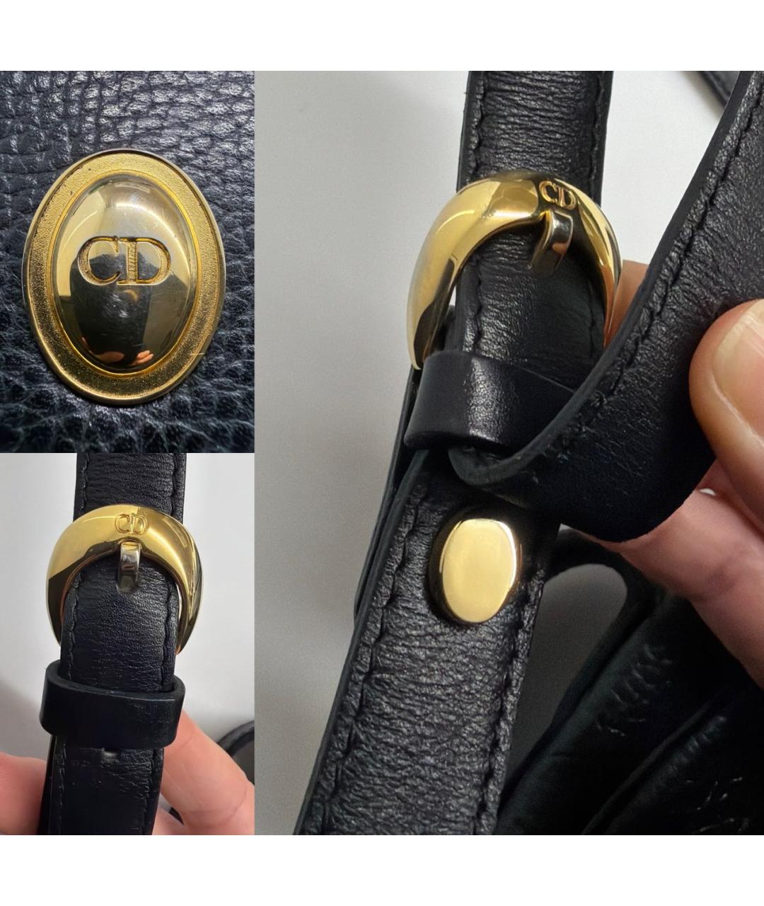 CHRISTIAN DIOR Черная кожаная сумка через плечо, фото 6
