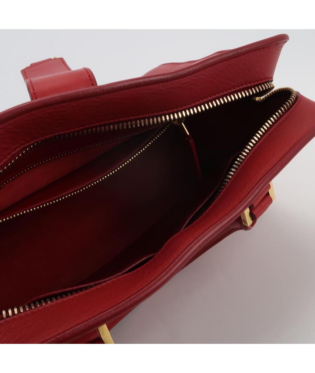 SAINT LAURENT Красная кожаная сумка через плечо, фото 6