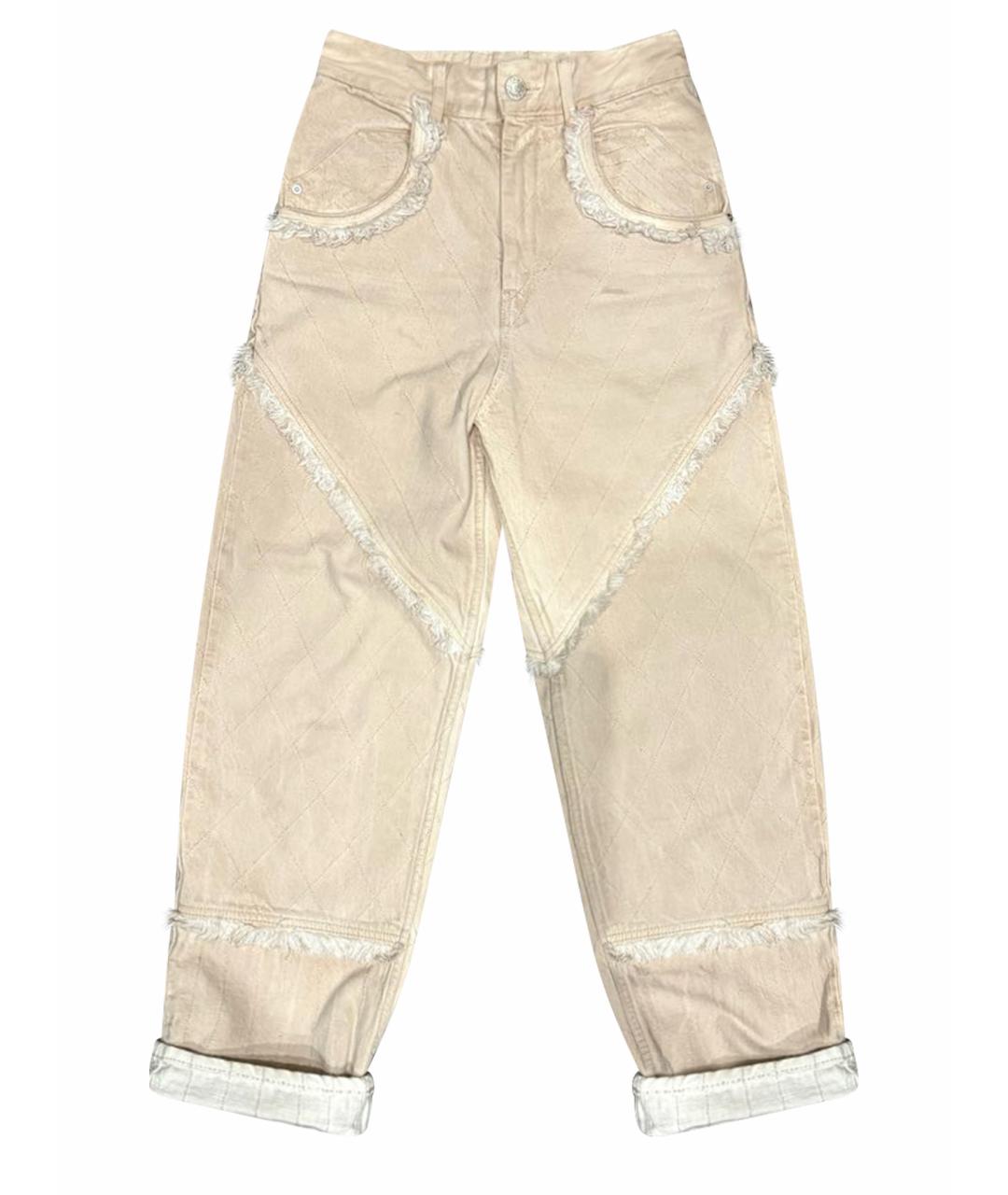 ISABEL MARANT Бежевые хлопковые прямые джинсы, фото 7