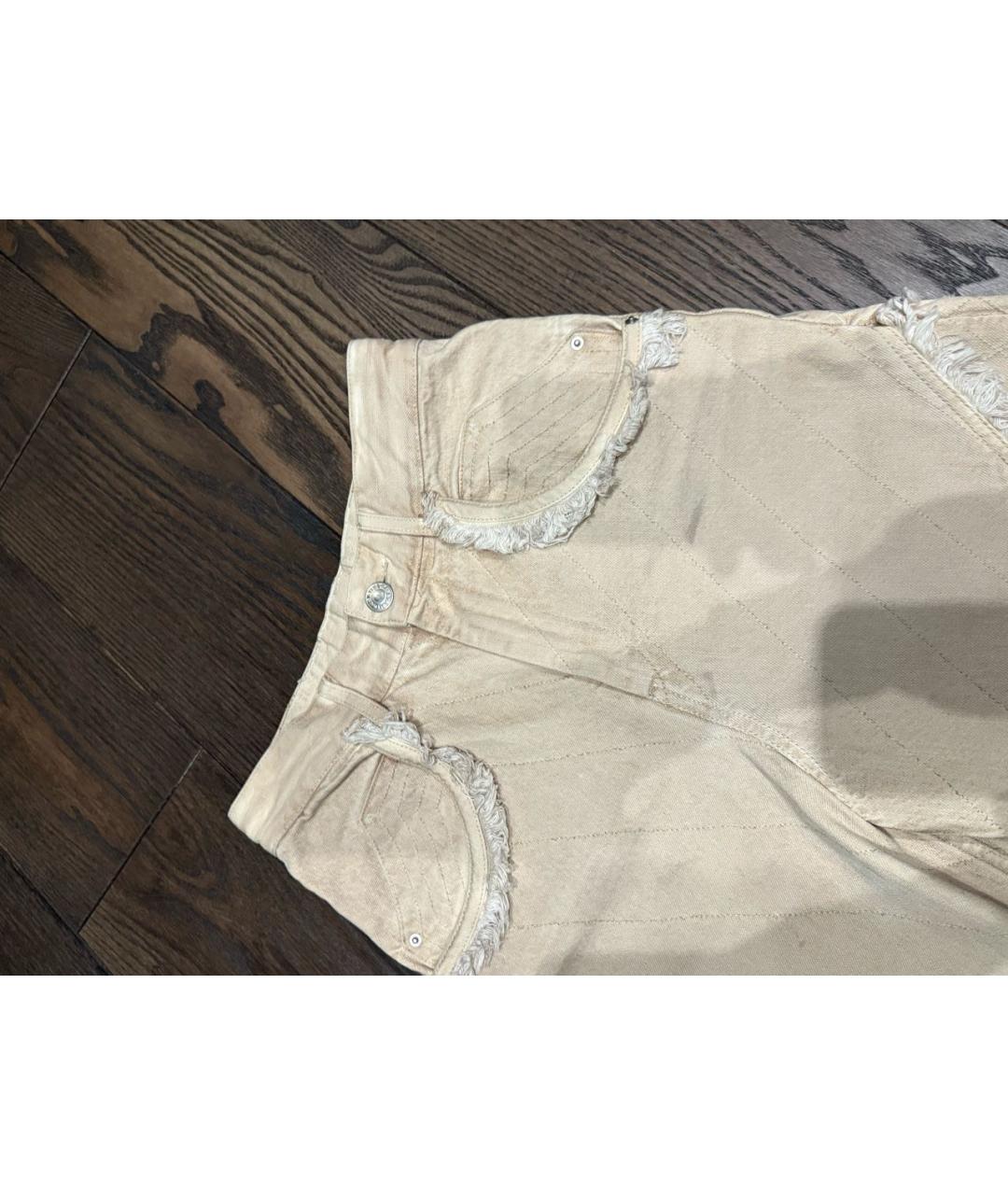 ISABEL MARANT Бежевые хлопковые прямые джинсы, фото 4