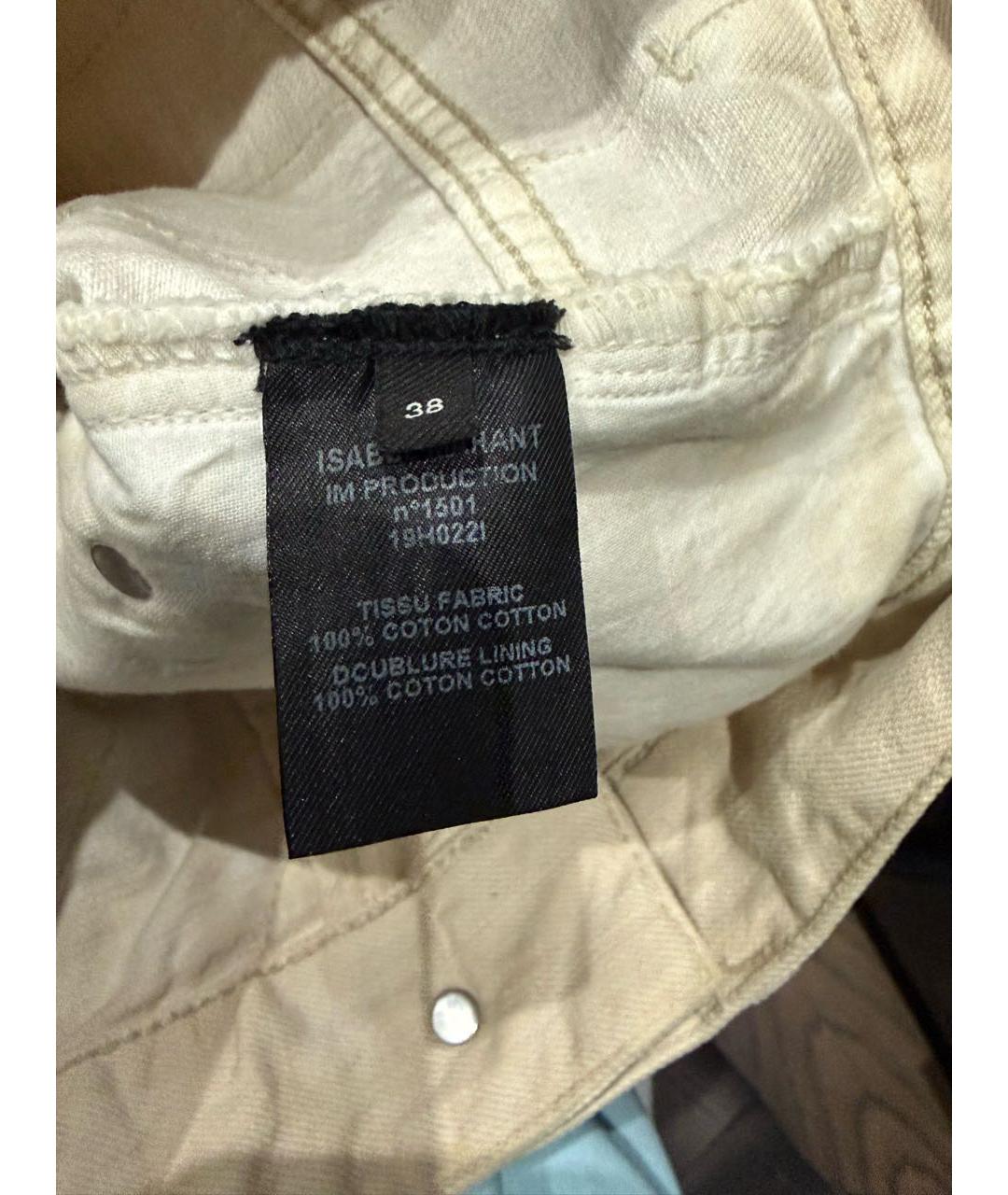 ISABEL MARANT Бежевые хлопковые прямые джинсы, фото 3