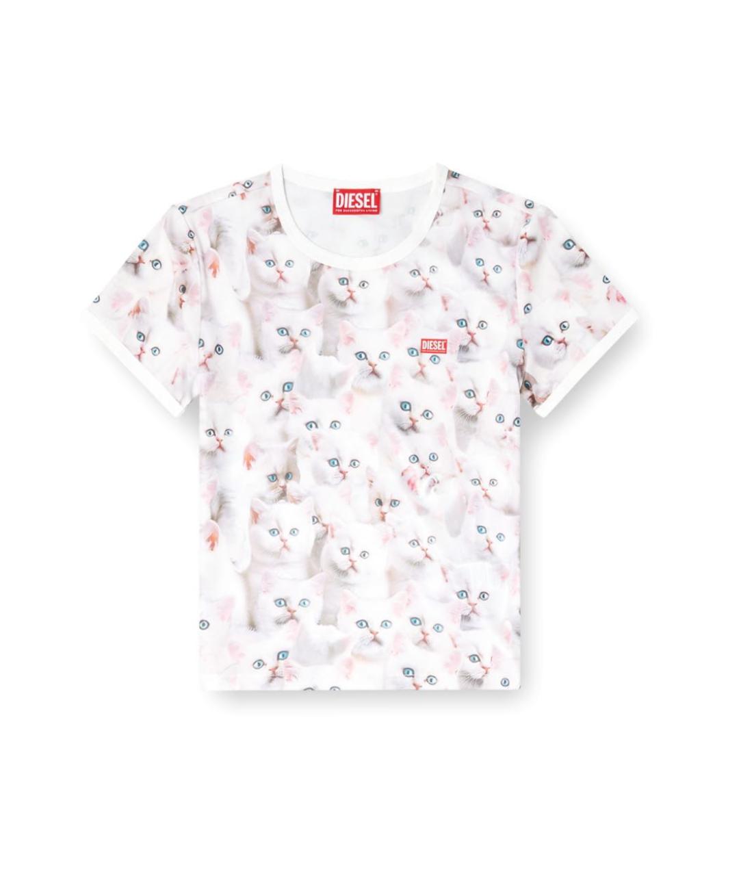 DIESEL Белая хлопко-эластановая футболка, фото 3