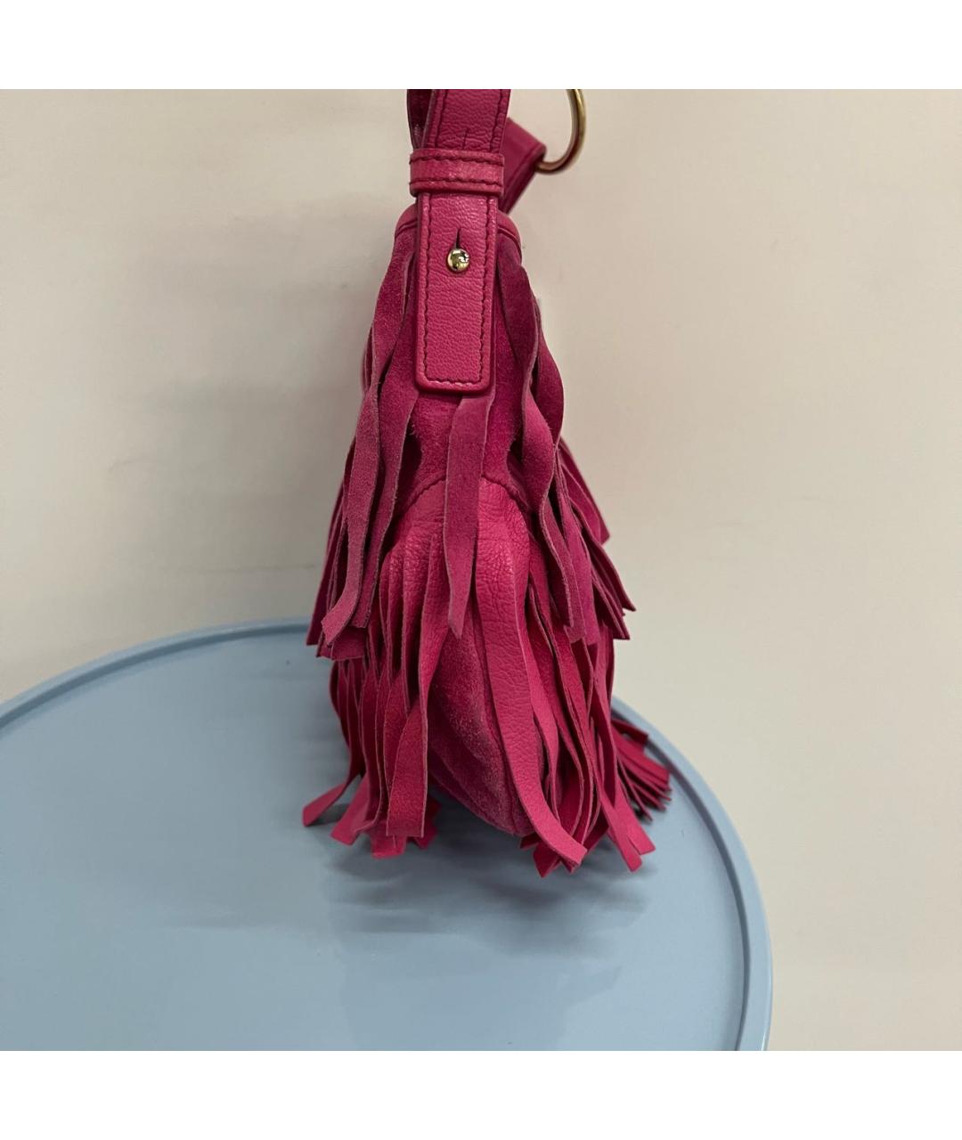 SAINT LAURENT Фуксия замшевая сумка через плечо, фото 5