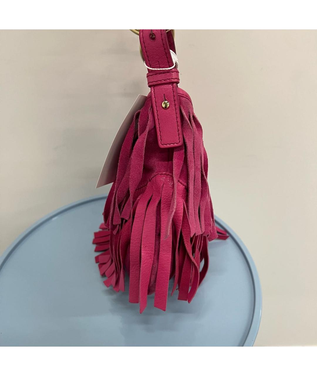SAINT LAURENT Фуксия замшевая сумка через плечо, фото 4