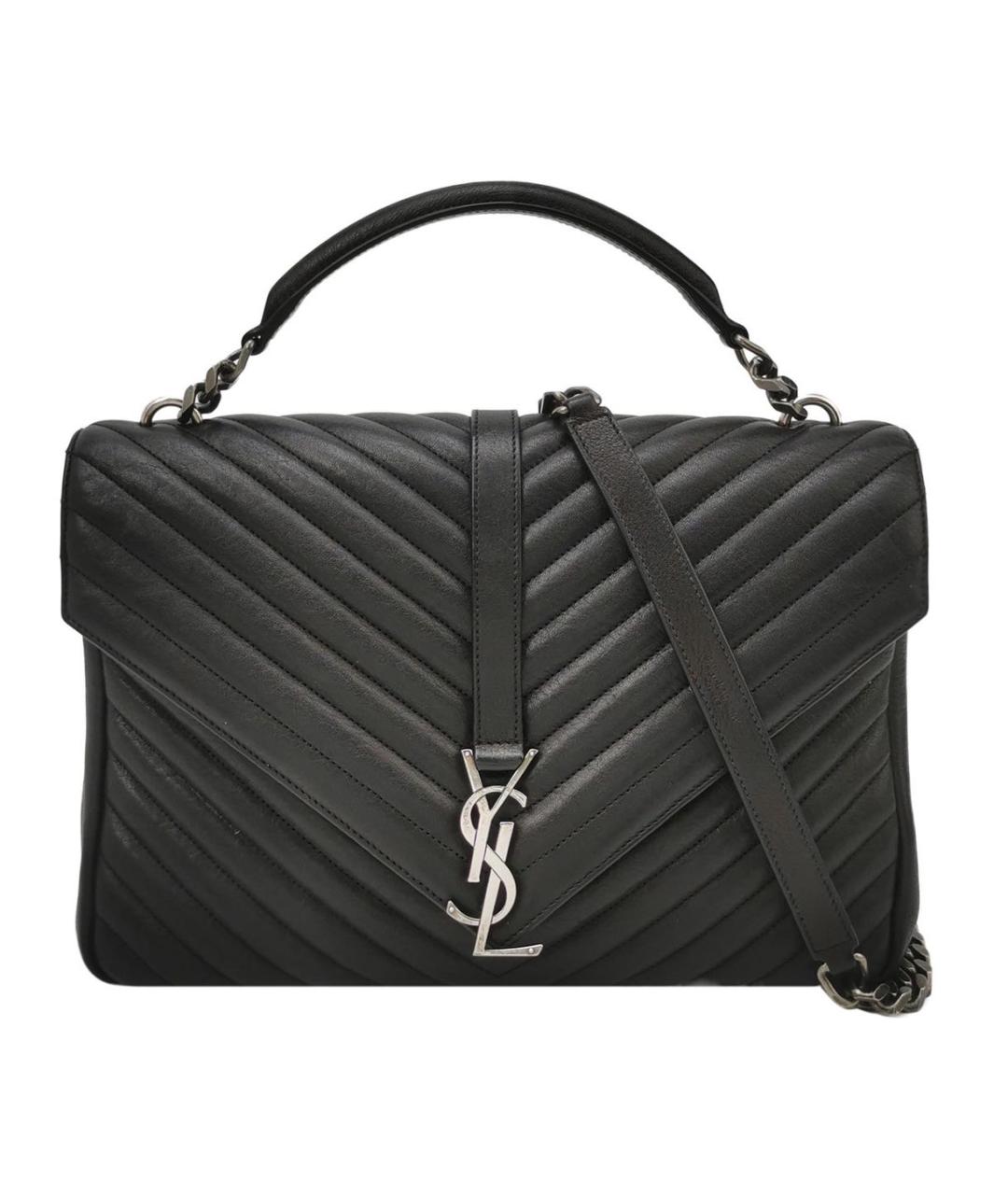 SAINT LAURENT Черная кожаная сумка через плечо, фото 1