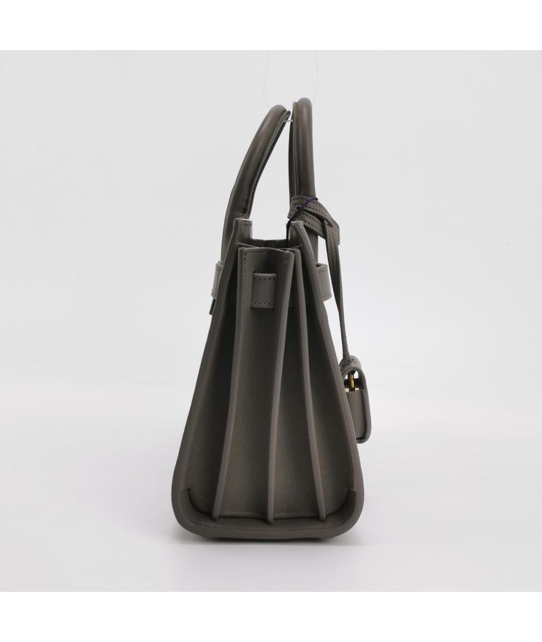 SAINT LAURENT Антрацитовая кожаная сумка через плечо, фото 3