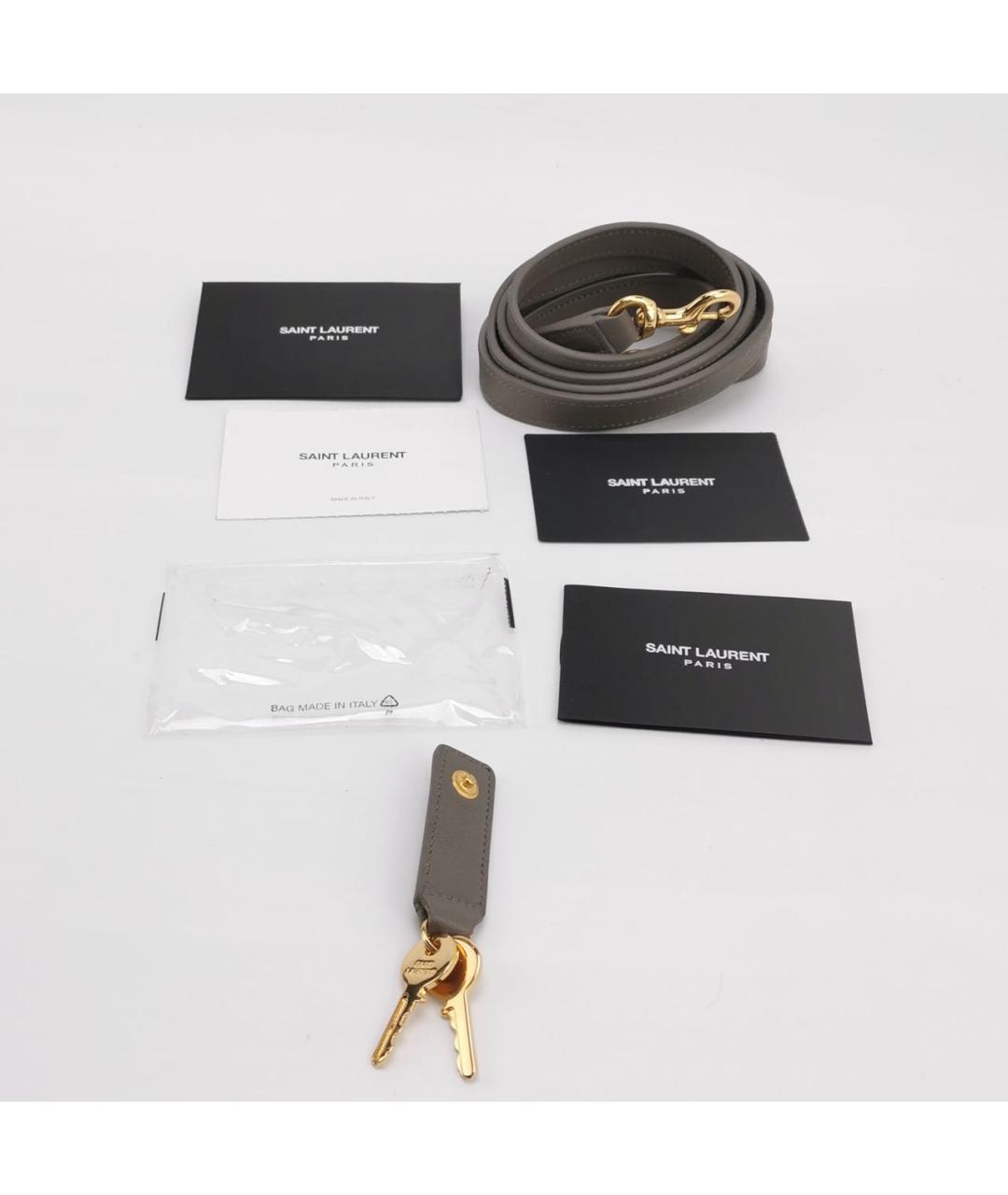 SAINT LAURENT Антрацитовая кожаная сумка через плечо, фото 8