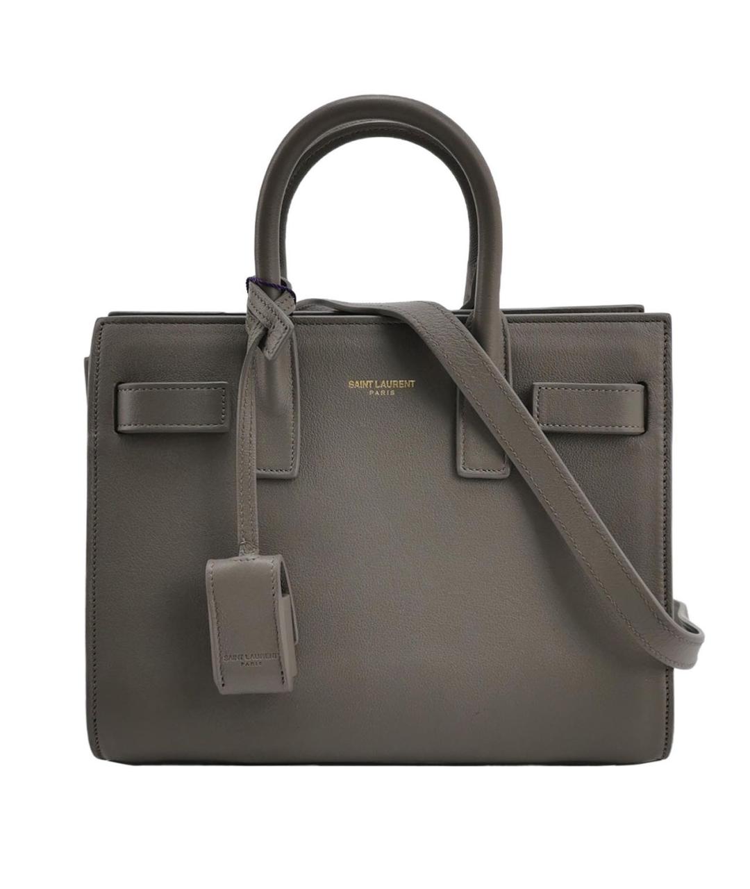 SAINT LAURENT Антрацитовая кожаная сумка через плечо, фото 1